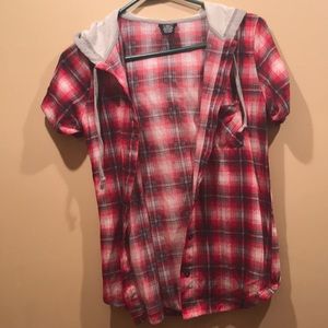 Short Sleeve Flannel Hoodie